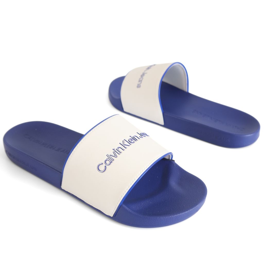 Calvin Klein Mens Sliders Slippers UK Size 6.5 - 11 Blue White