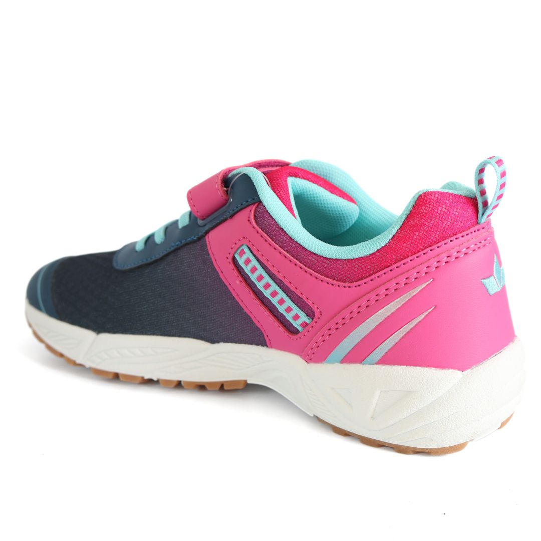 Lico Barney VS Girls Strap Up Shoes Trainers UK Size 4 Blue Pink