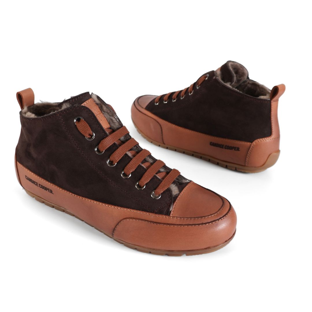 Candice Cooper Mid Fur Cuir Ebony Shoes Trainers UK Size 4.5 Zip Up