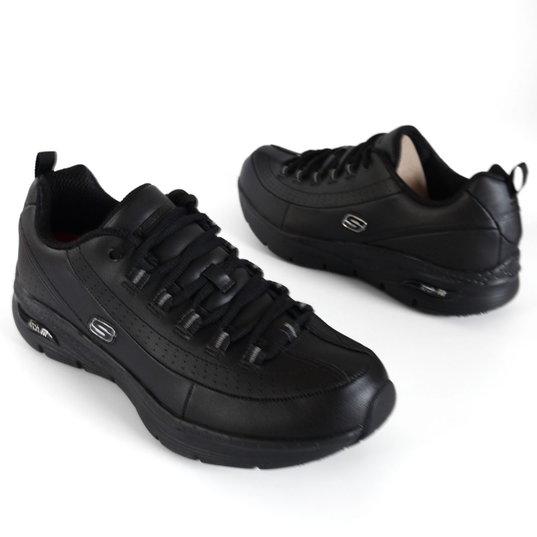 Skechers Arch Fit Trickell Womens Girls Shoes Trainers UK Size 3 - 8 Black Silver