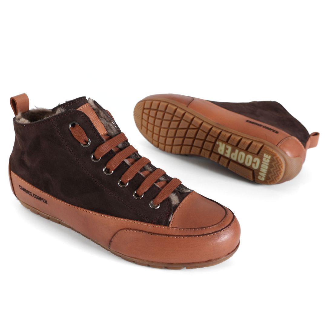 Candice Cooper Mid Fur Cuir Ebony Shoes Trainers UK Size 4.5 Zip Up