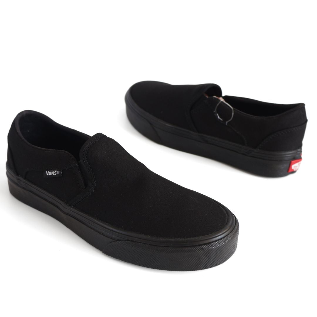 Vans Asher Kids Shoes Trainers Uk Size 2.5 Black Canvas