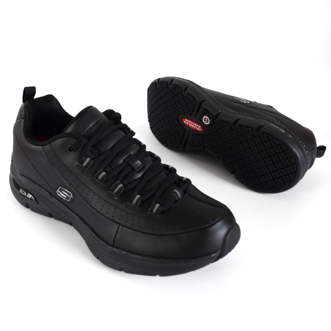 Skechers Arch Fit Trickell Womens Girls Shoes Trainers UK Size 3 - 8 Black Silver