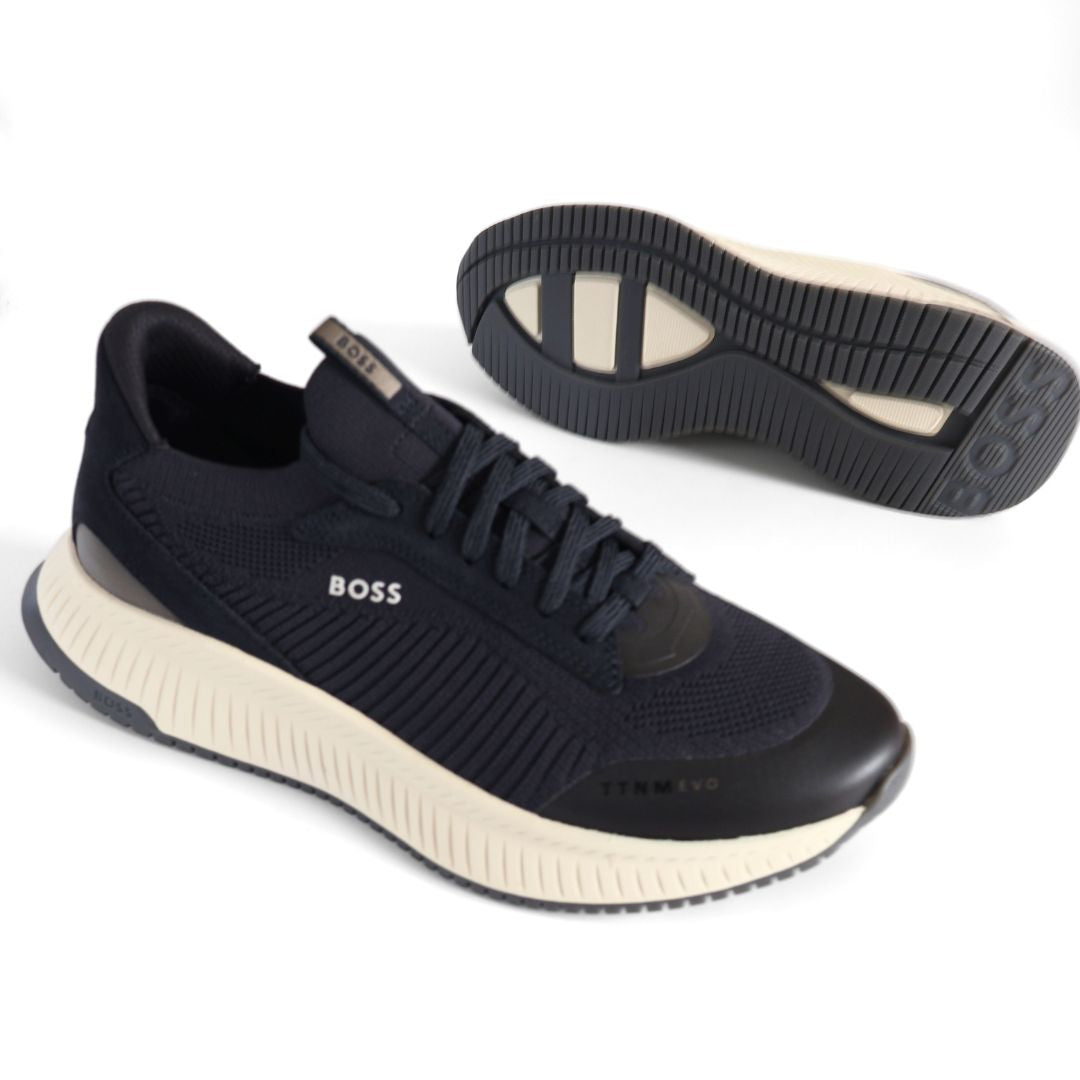 Hugo Boss Titanium Evo Mens Shoes Trainers UK Size 8 Dark Blue