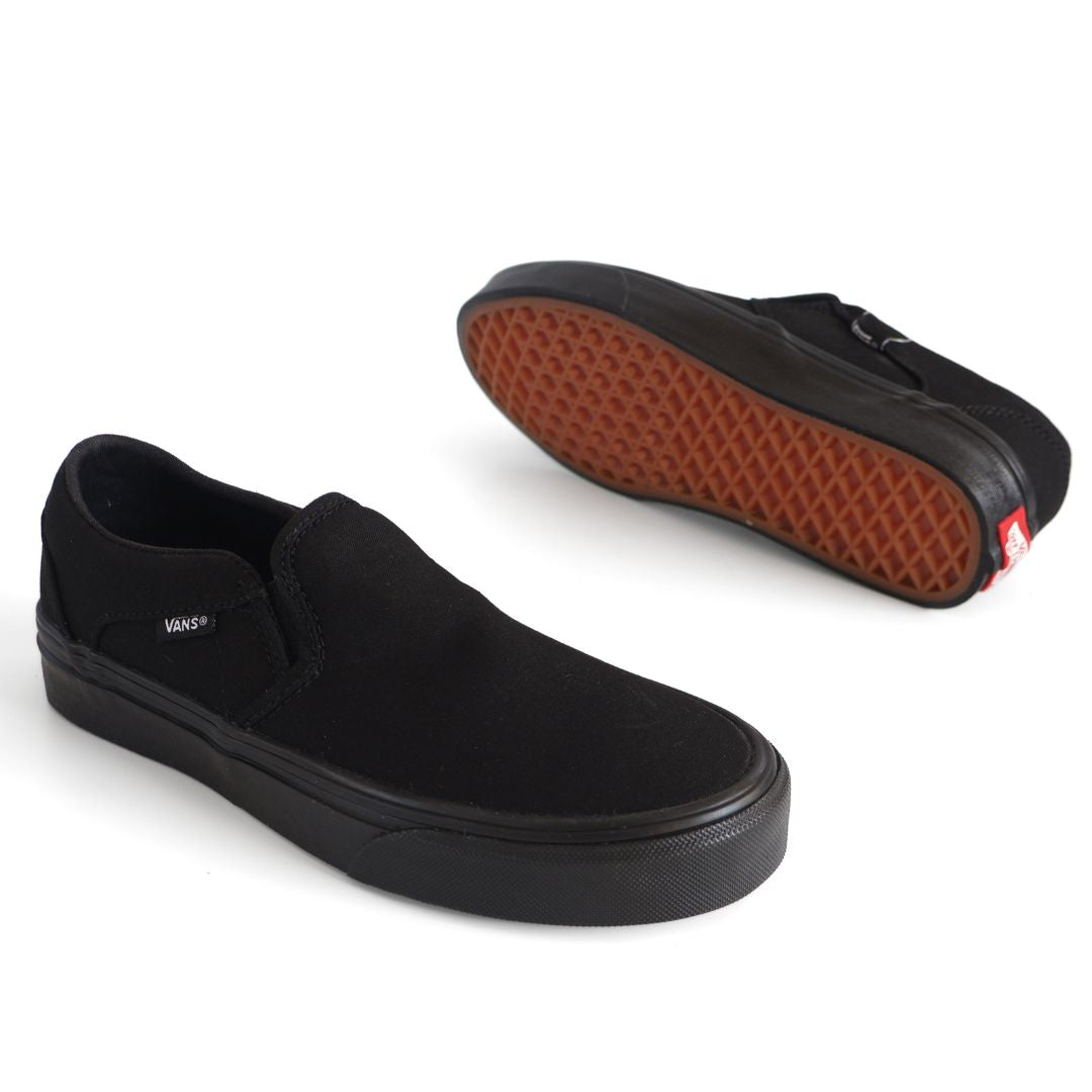Vans Asher Kids Shoes Trainers Uk Size 2.5 Black Canvas