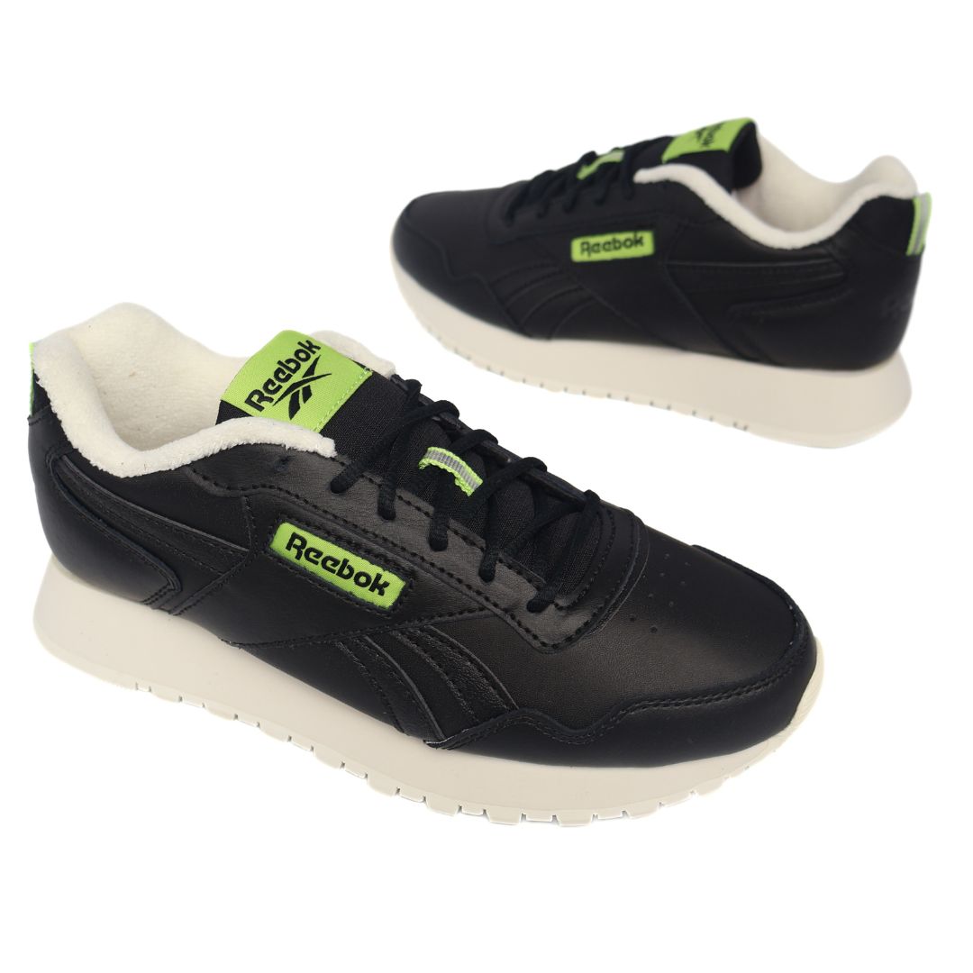 Reebok Glide Kids Shoes Trainers UK Size 3.5 Black Green White