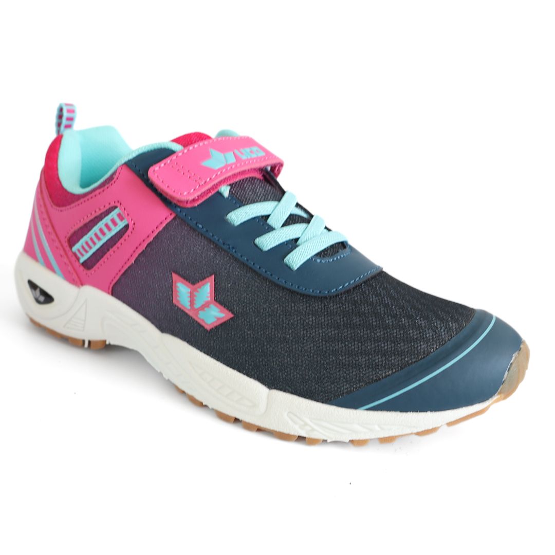 Lico Barney VS Girls Strap Up Shoes Trainers UK Size 4 Blue Pink