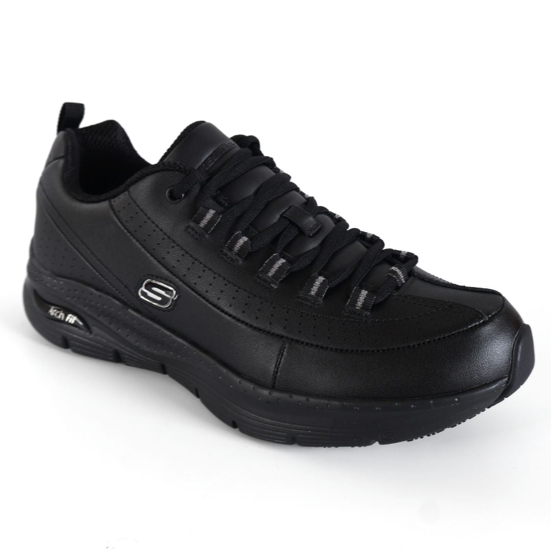 Skechers Arch Fit Trickell Womens Girls Shoes Trainers UK Size 3 - 8 Black Silver