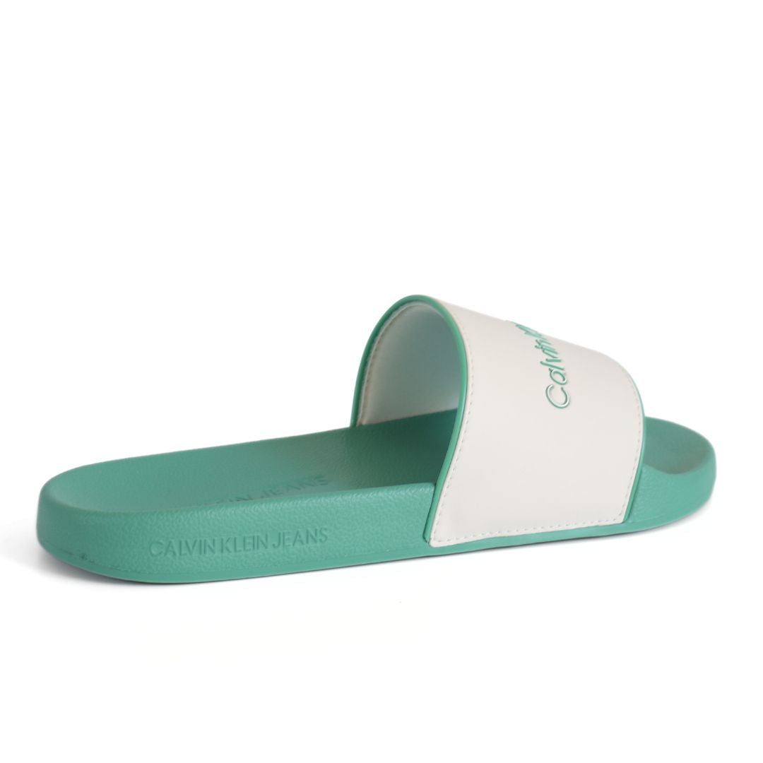 Calvin Klein Mens Sliders Slippers UK Size 6.5 - 10 Green White