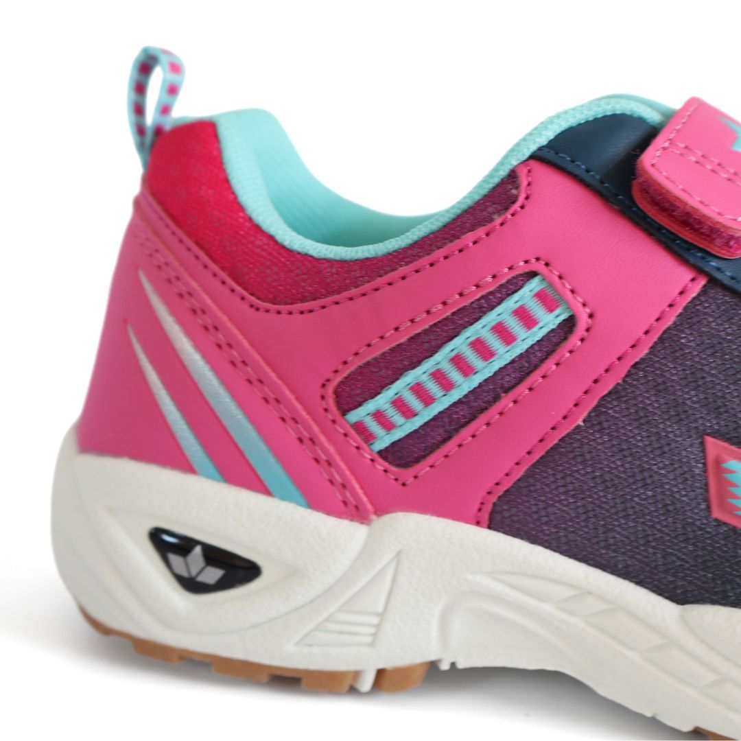 Lico Barney VS Girls Strap Up Shoes Trainers UK Size 4 Blue Pink