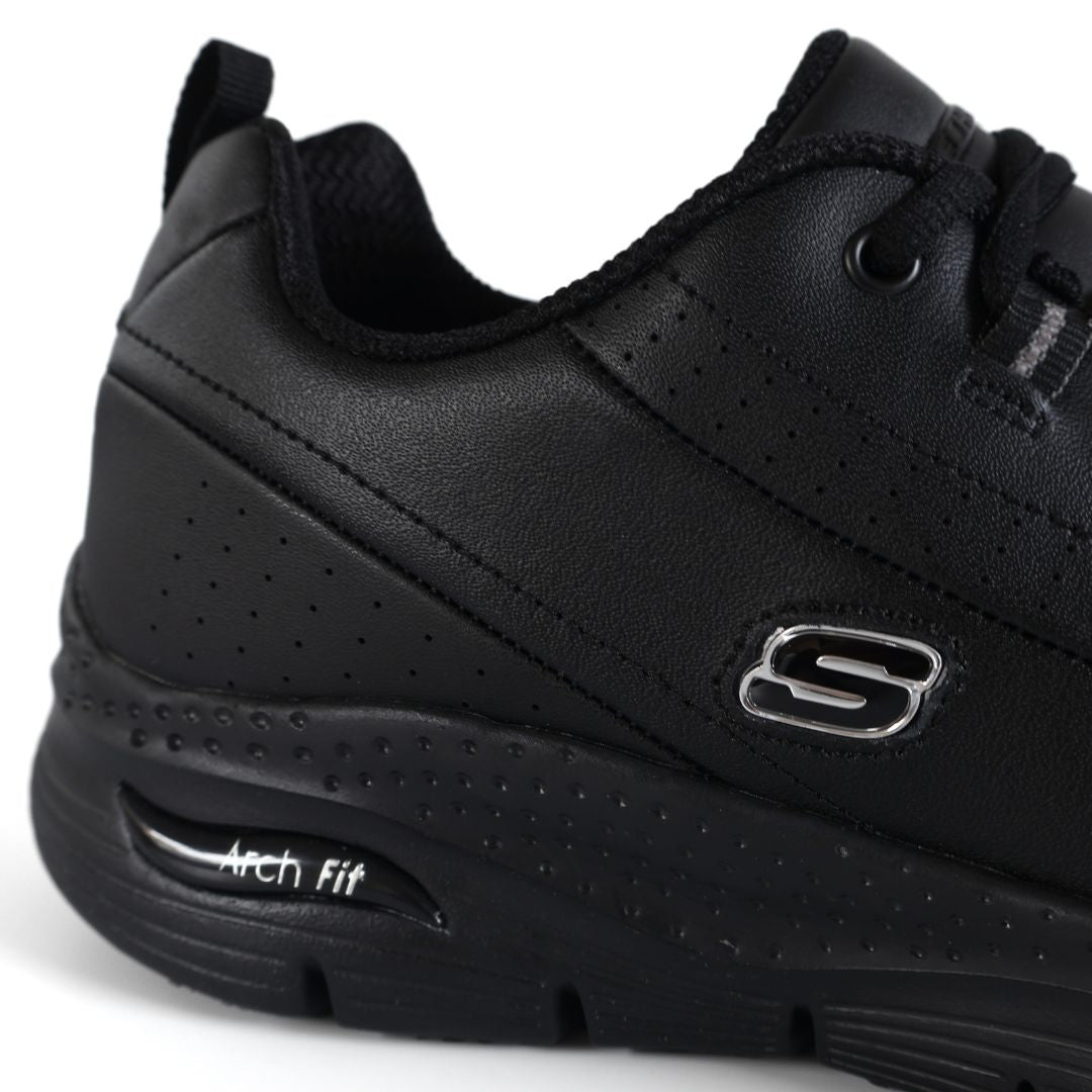 Skechers Arch Fit Trickell Womens Girls Shoes Trainers UK Size 3 - 8 Black Silver