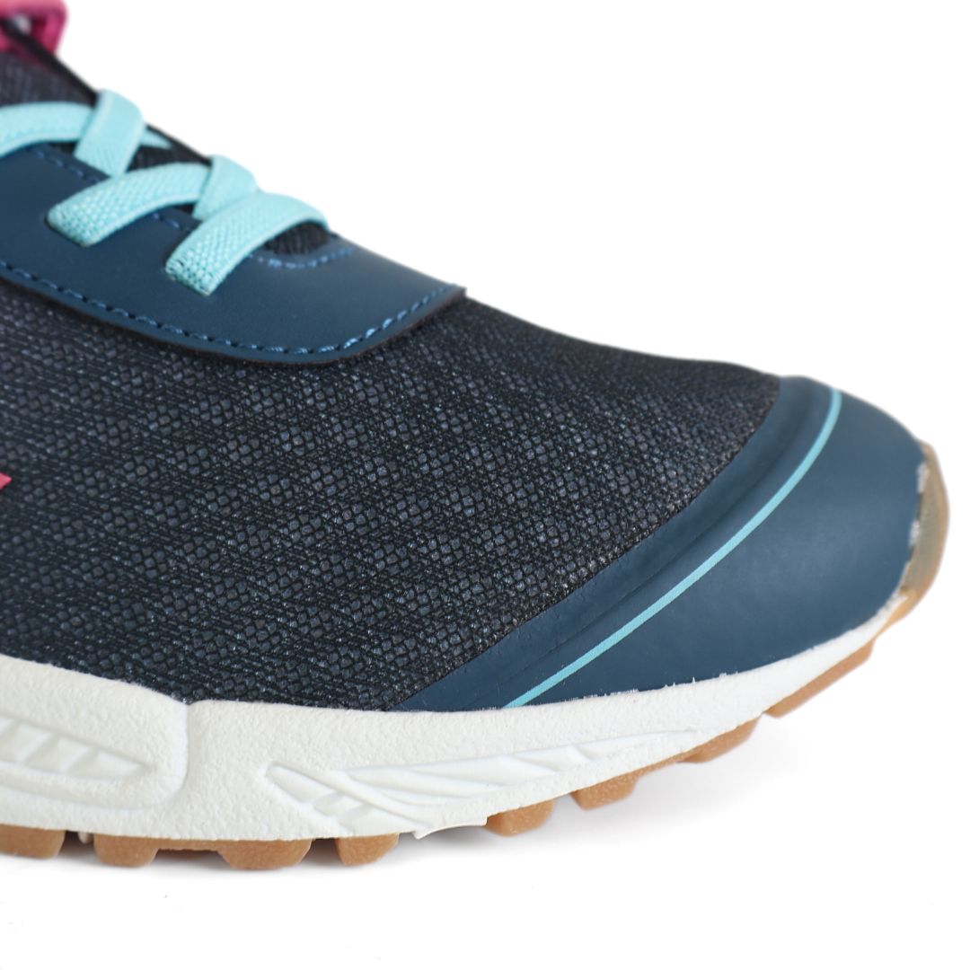 Lico Barney VS Girls Strap Up Shoes Trainers UK Size 4 Blue Pink