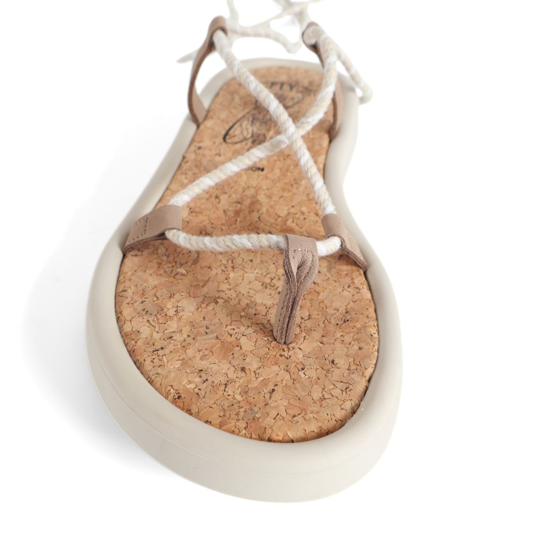 Fly London Cupido Tace874fly Womens Girls Beach Sandal UK Size 5 White Brown