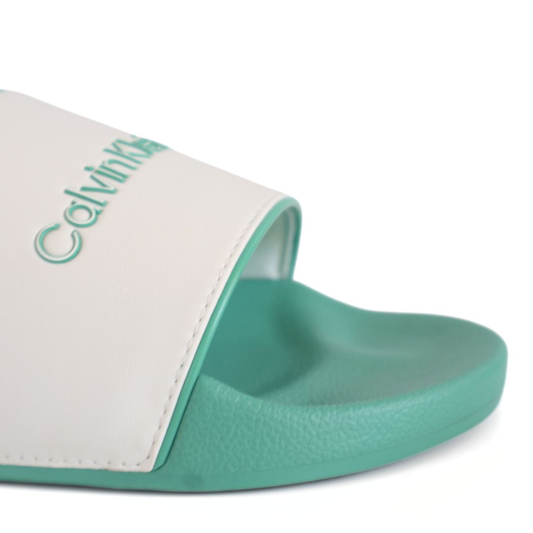 Calvin Klein Mens Sliders Slippers UK Size 6.5 - 10 Green White