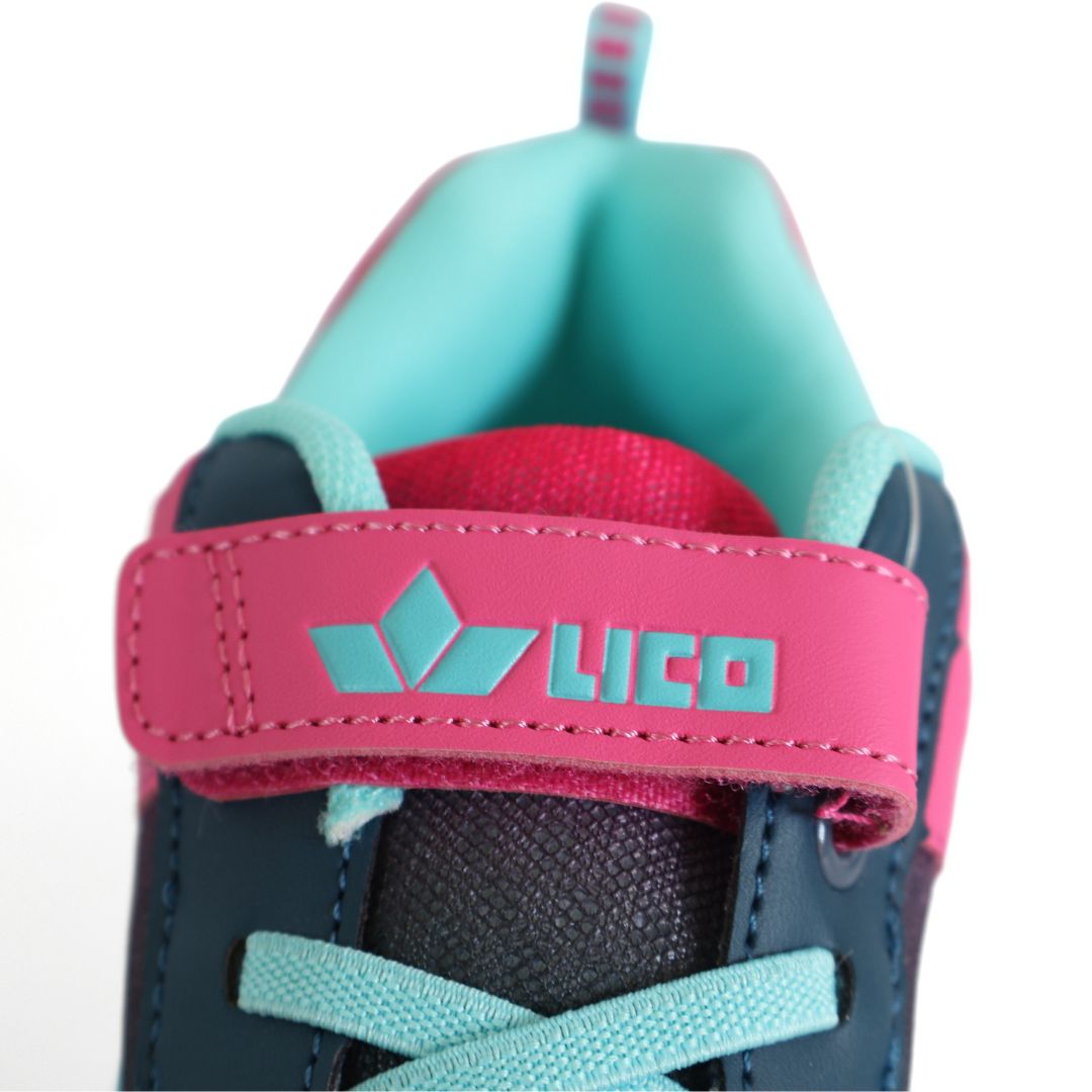 Lico Barney VS Girls Strap Up Shoes Trainers UK Size 4 Blue Pink