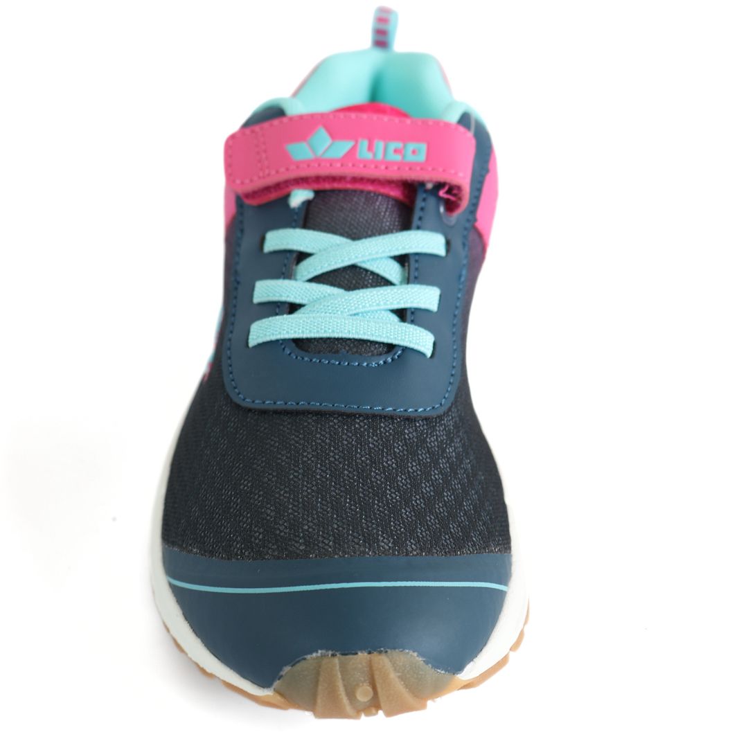 Lico Barney VS Girls Strap Up Shoes Trainers UK Size 4 Blue Pink