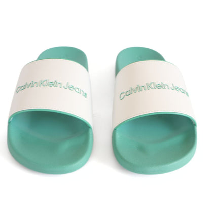 Calvin Klein Mens Sliders Slippers UK Size 6.5 - 10   Green White