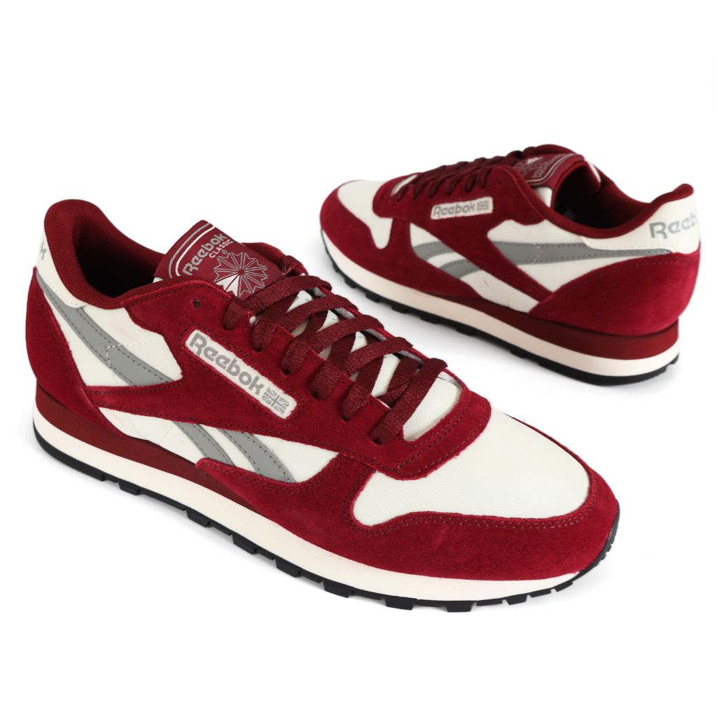 Reebok Classic Leather Mens Shoes Trainers UK Size 9.5   Maroon White