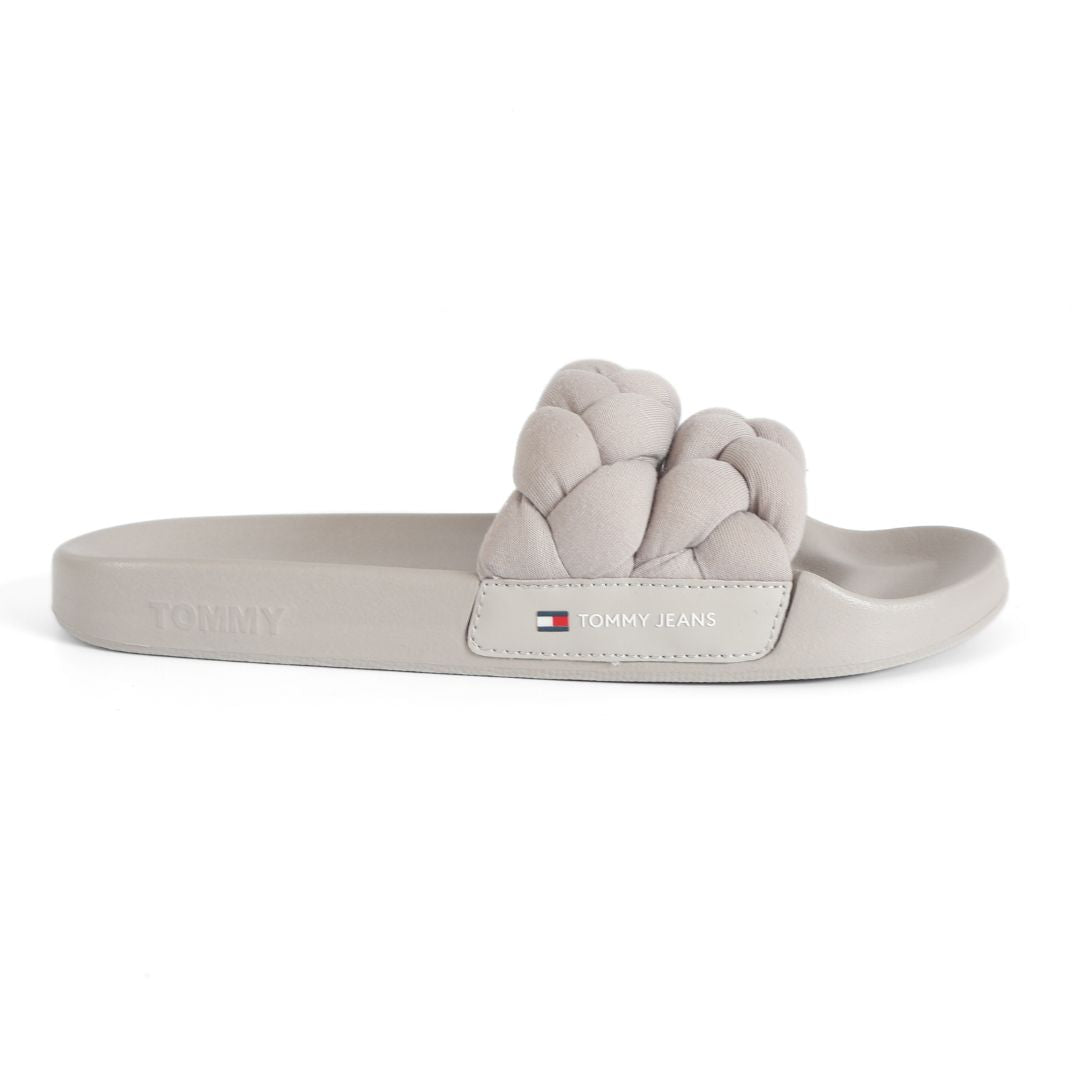 Tommy Hilfiger TJW Braided Adults Sliders Slippers UK Size 7  Grey