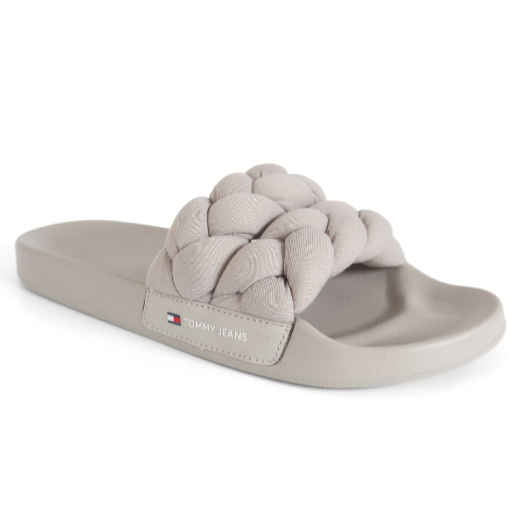 Tommy Hilfiger TJW Braided Adults Sliders Slippers UK Size 7  Grey