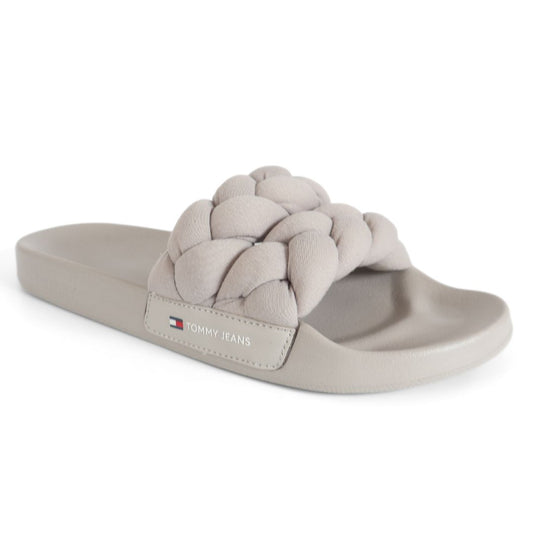 Tommy Hilfiger TJW Braided Adults Sliders Slippers UK Size 7  Grey