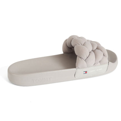 Tommy Hilfiger TJW Braided Adults Sliders Slippers UK Size 7  Grey